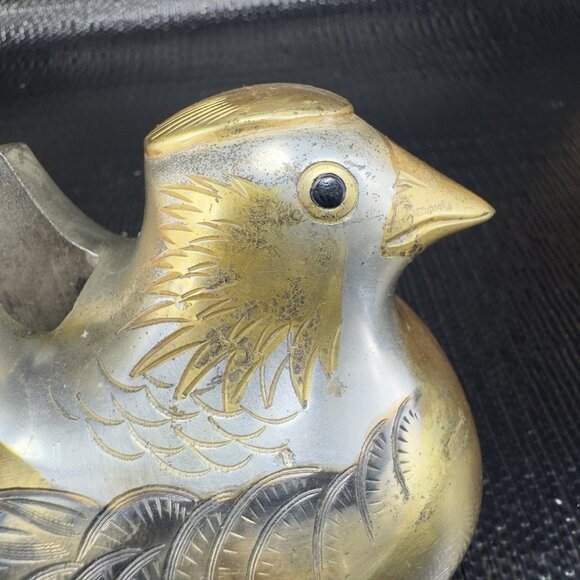 Antique Meiji Period Single Japanese Screen Holder Mandarin Duck Bird Gilt Heavy - Picture 4 of 11